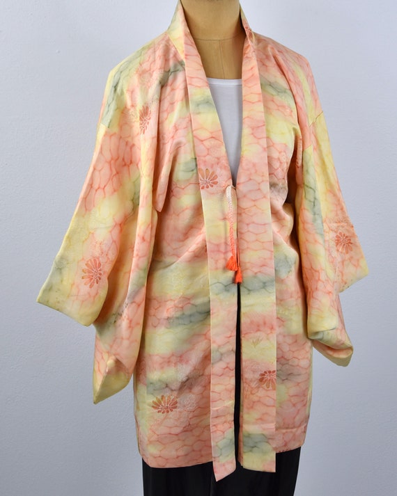 Japanese short Kimono Jacket with silk bands to c… - image 2