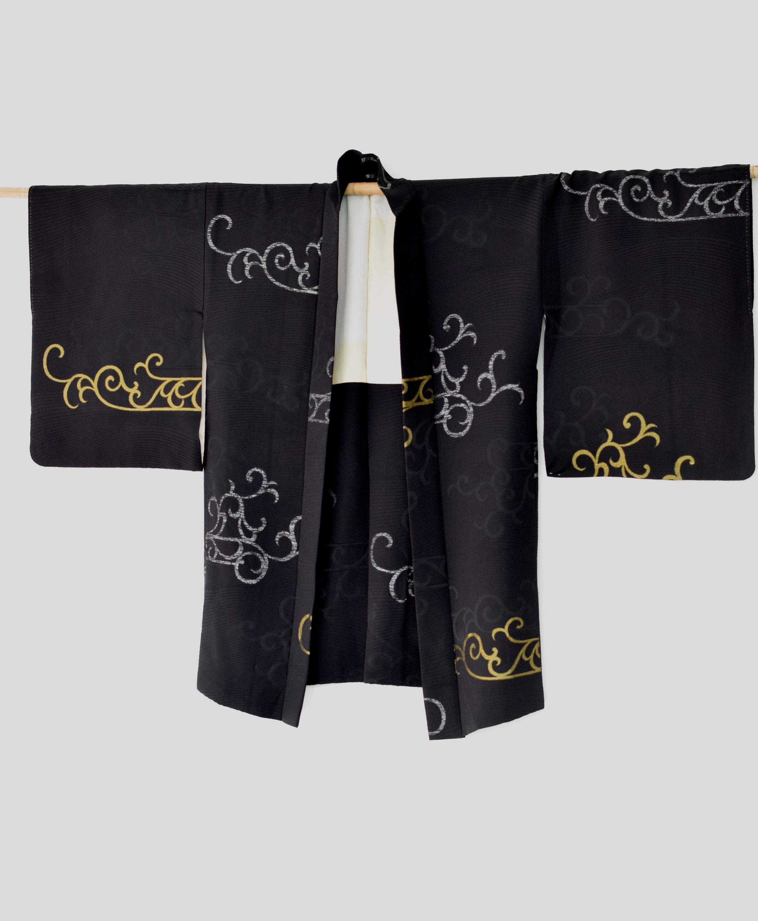 Kimono Jacket black, Vintage Haori, Silk, Boho Style, Short Kimono ...