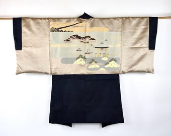 Kimono Jacket "Miyajima ", Oshima Tsumugi Haori Samurai Jacket / Wall Decoration / Haori  / Present for him / Kimonomädchen