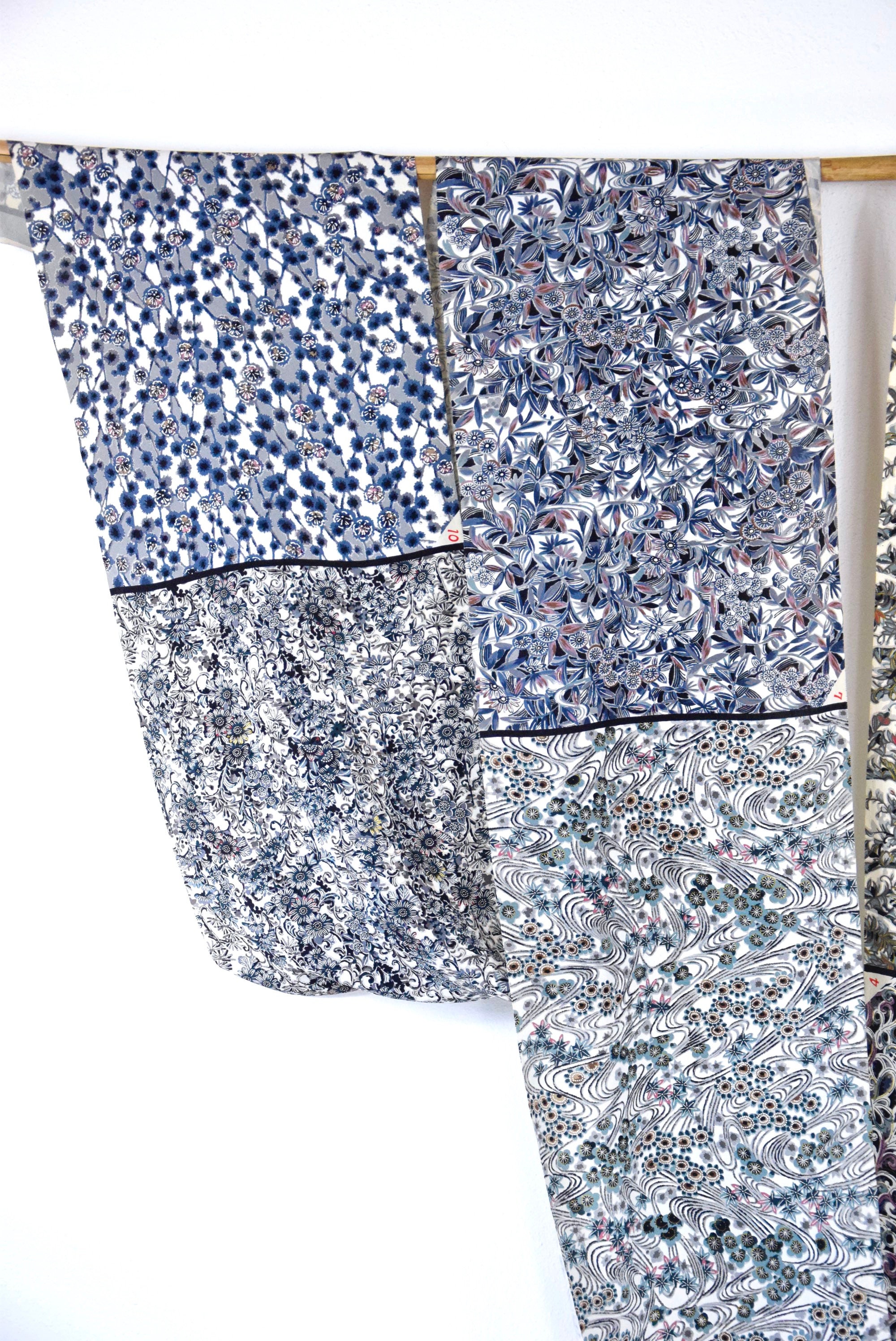 Kimono silk sample fabric, Unused cleaned fabric bolt with traditional