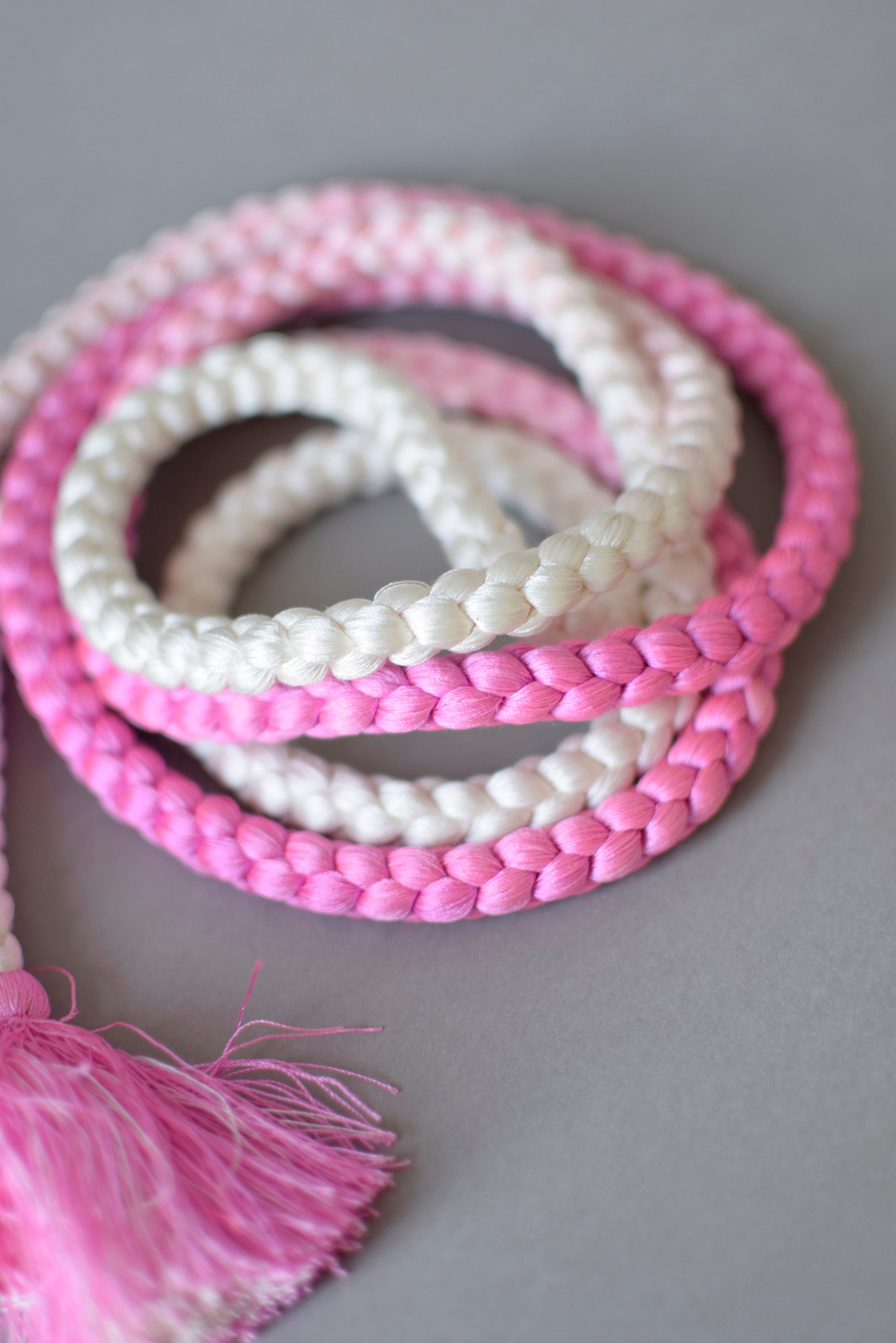 Obijime Belt Pink White, Silk Cord,, Obijime Cord, Silk Cord Belt, Silk ...