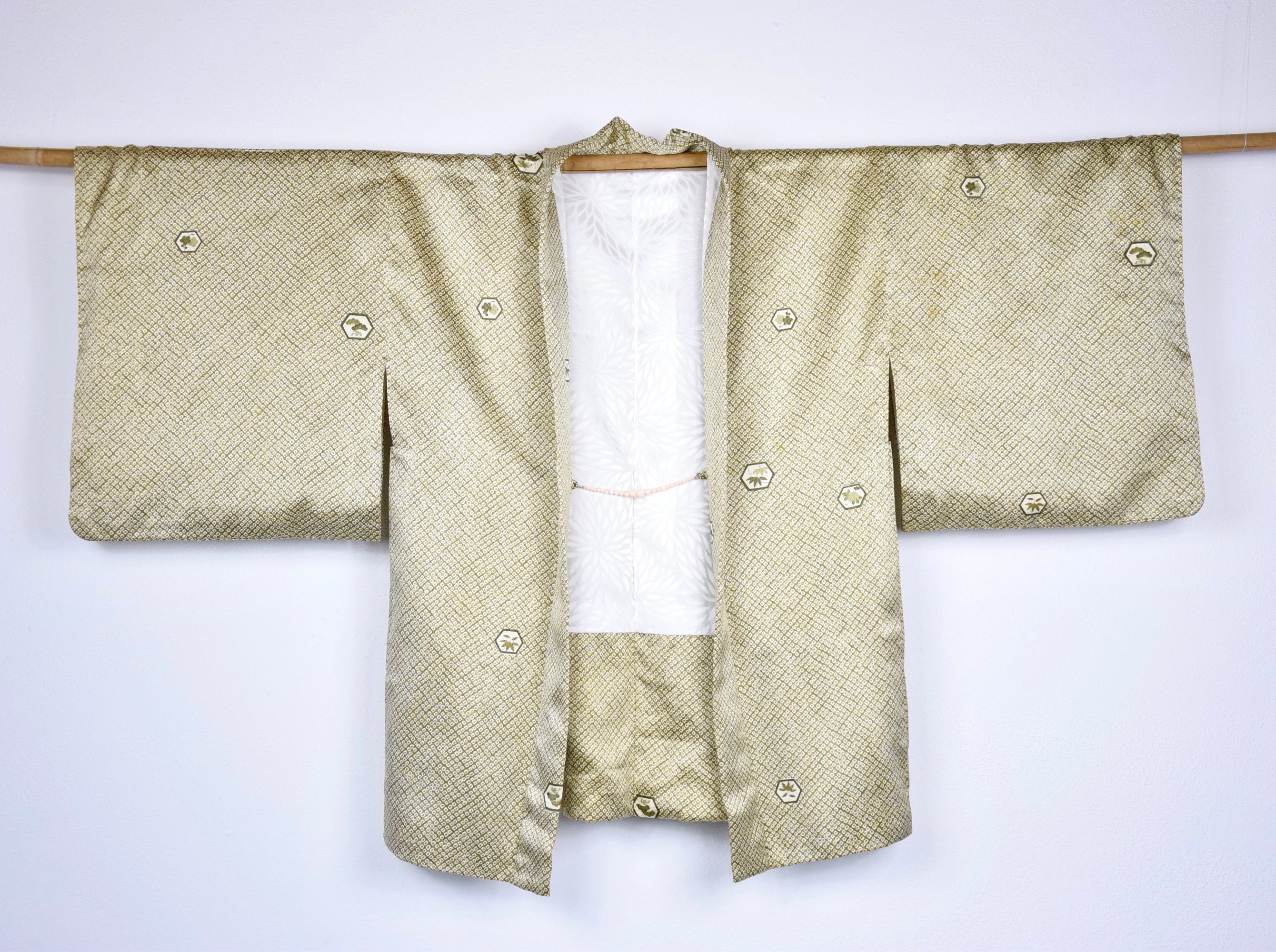 Light green Kimono Cardigan, silk Haori, cleaned Kimono Jacket ...