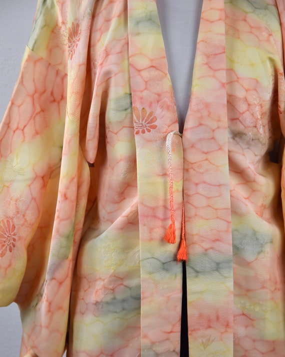 Japanese short Kimono Jacket with silk bands to c… - image 3