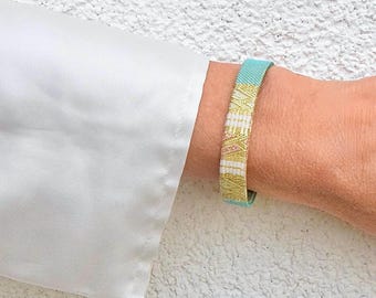 Bracelet for Japan Lovers "Okinawa" Japanese Obijime Accessory, Saganishiki Weaving, Colors of Okinawa, Friendship Bracelet