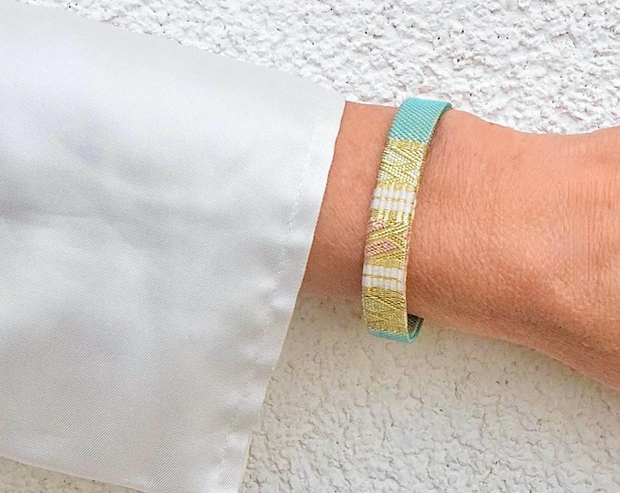 Bracelet for Japan Lovers "Okinawa" Japanese Obijime Accessory, Saganishiki Weaving, Colors of Okinawa, Friendship Bracelet