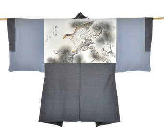 Kimono Jacket "Washi" Eagle / Haori / Samurai Jacket / Oshima Tsumugi / Wall Decoration / Haori  / Present for him / Kimonomädchen