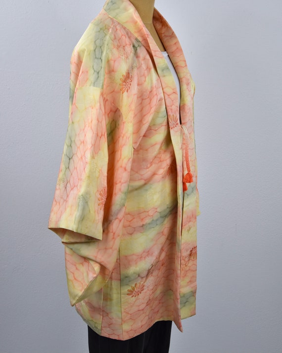 Japanese short Kimono Jacket with silk bands to c… - image 4