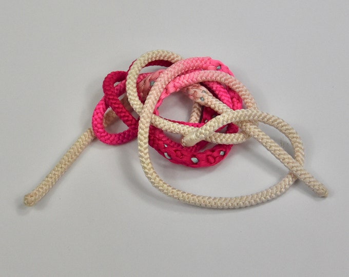 Obijime, Kumihimo Belt pink white, Silk Cord, Silk Belt, Silk Necklace, Present, Boho Chic, KimonoMädchen