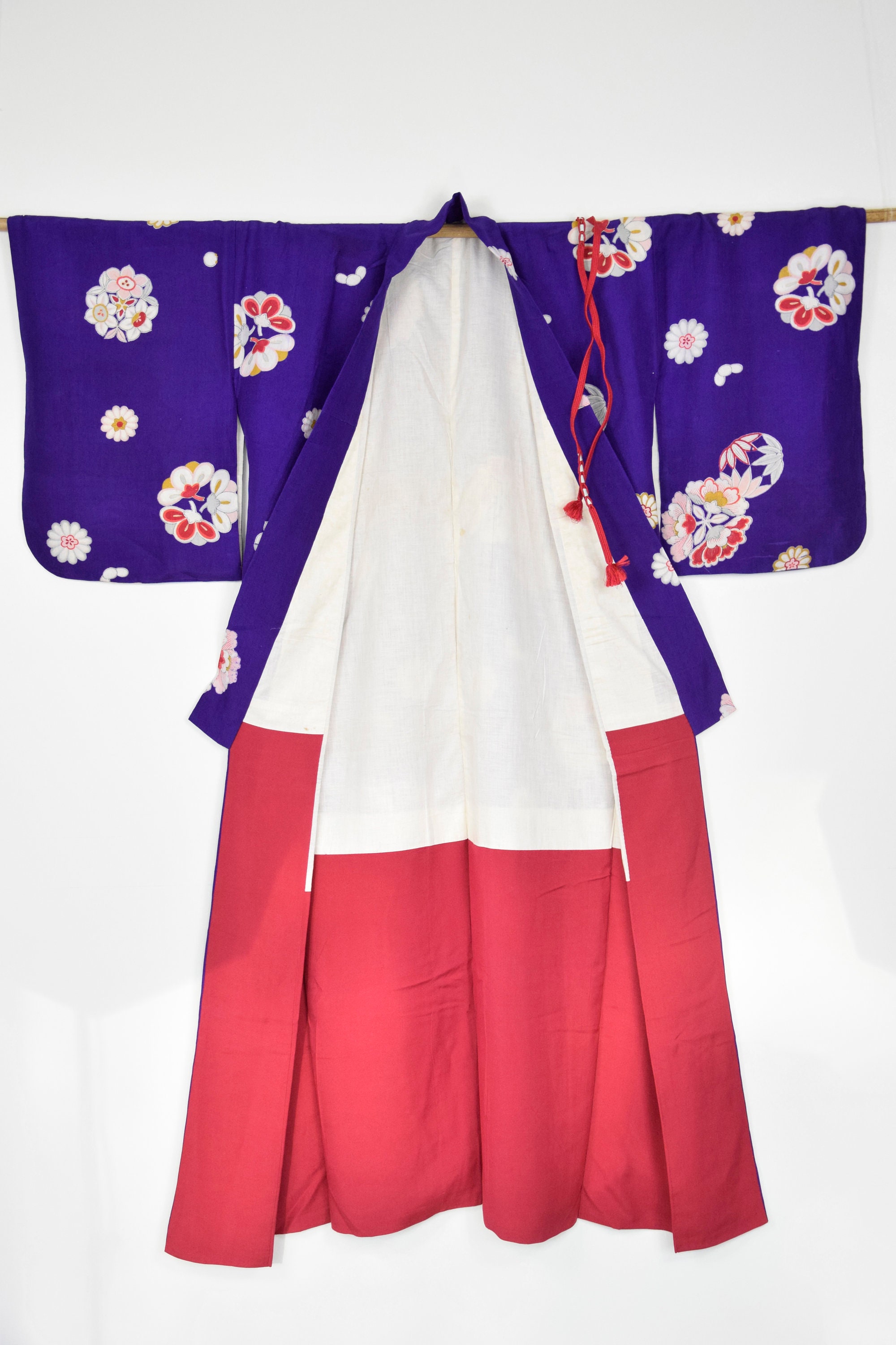 Japanese Kimono Antique Robe Silk With Obijime Belt Silk Gown Silk Kimono Robe Present