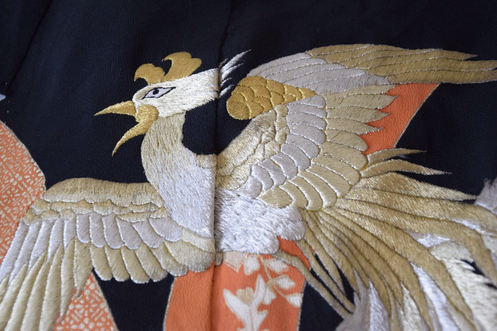 Japanese Vintage Kimono, Wall Decoration, Kuro Tomesode Autumn, Kimono