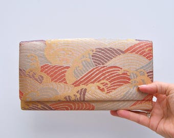 Clutch Bag, Japanese Wave Pattern, Elegant handbag silk, Japanese Silk, sustainable fashion  / Etui / Japanese fabric/