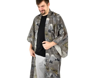 Japanese Kimono for men/ Wall Decoration Fuji Yama & Eagles / Cleaned Vintage /  Samurai / Present for him / KimonoMädchen
