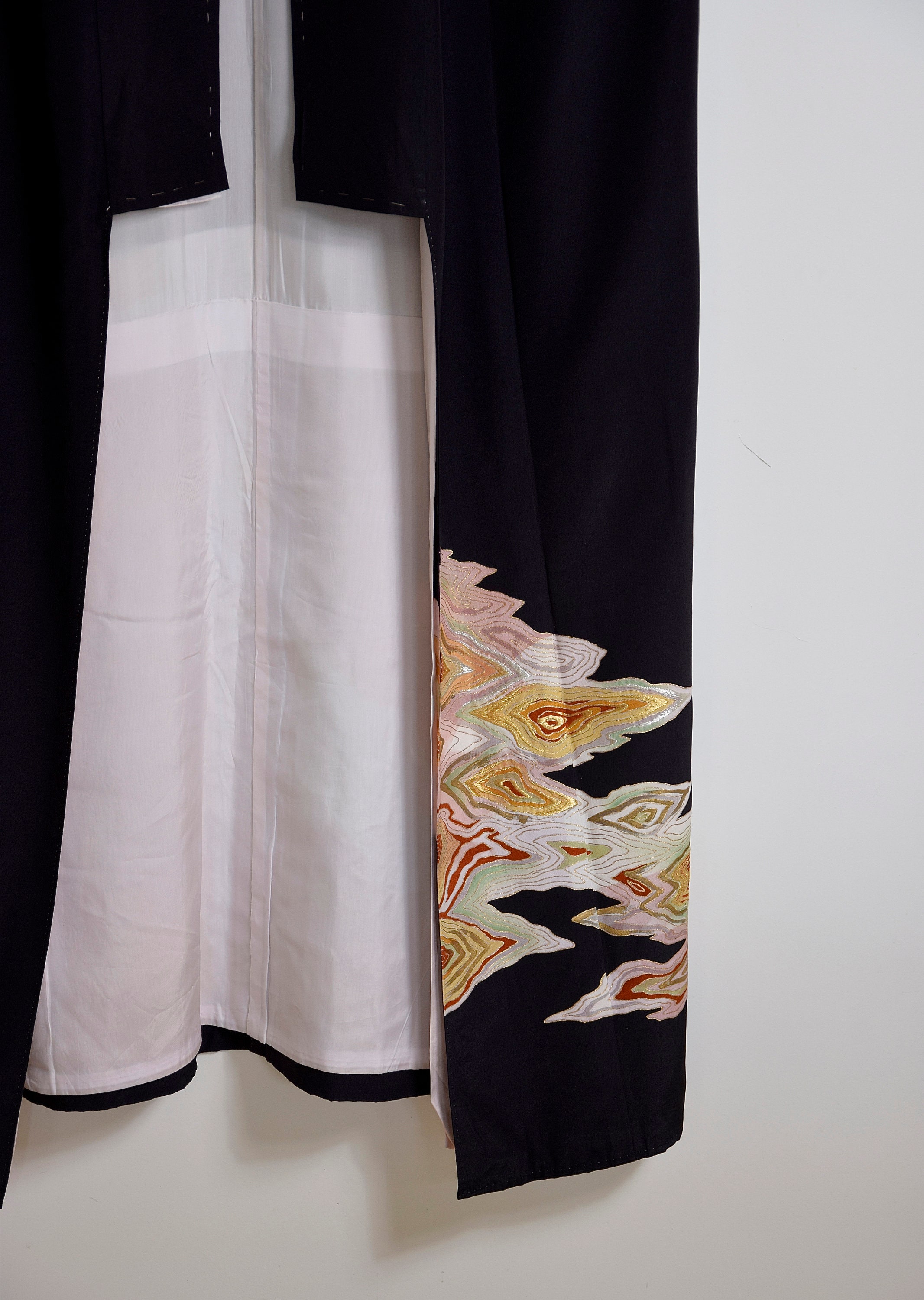 Japanese Vintage Kimono, Wall Decoration, Kuro Tomesode Autumn, Kimono