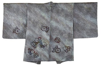 Japanse kimono jas haori blauw met paars gemaakt van batikzijde / shibori batik zijde met kleurverloop / wabi sabi / kimono meisje