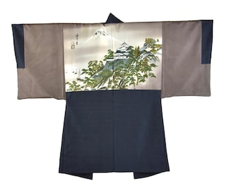 Kimono Jacket "Fuji ", Oshima Tsumugi Haori Samurai Jacket / Wall Decoration / Haori  / Present for him / Kimonomädchen