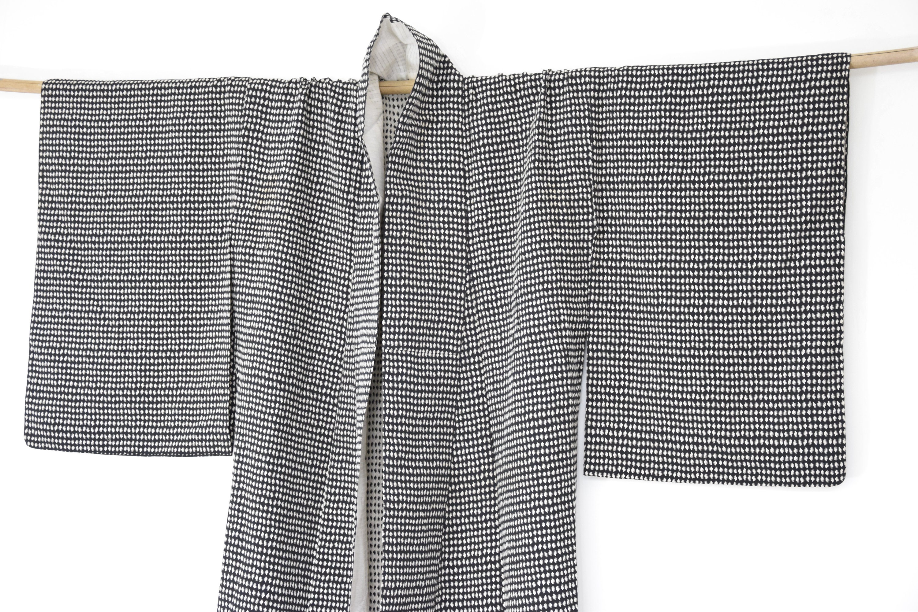 Japanese Kimono, black and white Kimono, Silk Kimono, Kimono Robe