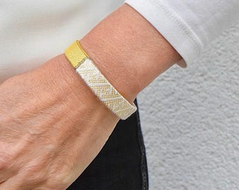 Bracelet For Japan Lovers "Taiyo" Japanese Obijime Accessory, Saga Nishiki Silk and Washi Paper, Wabi Sabi Silk Bangle, Friendship Bracelet