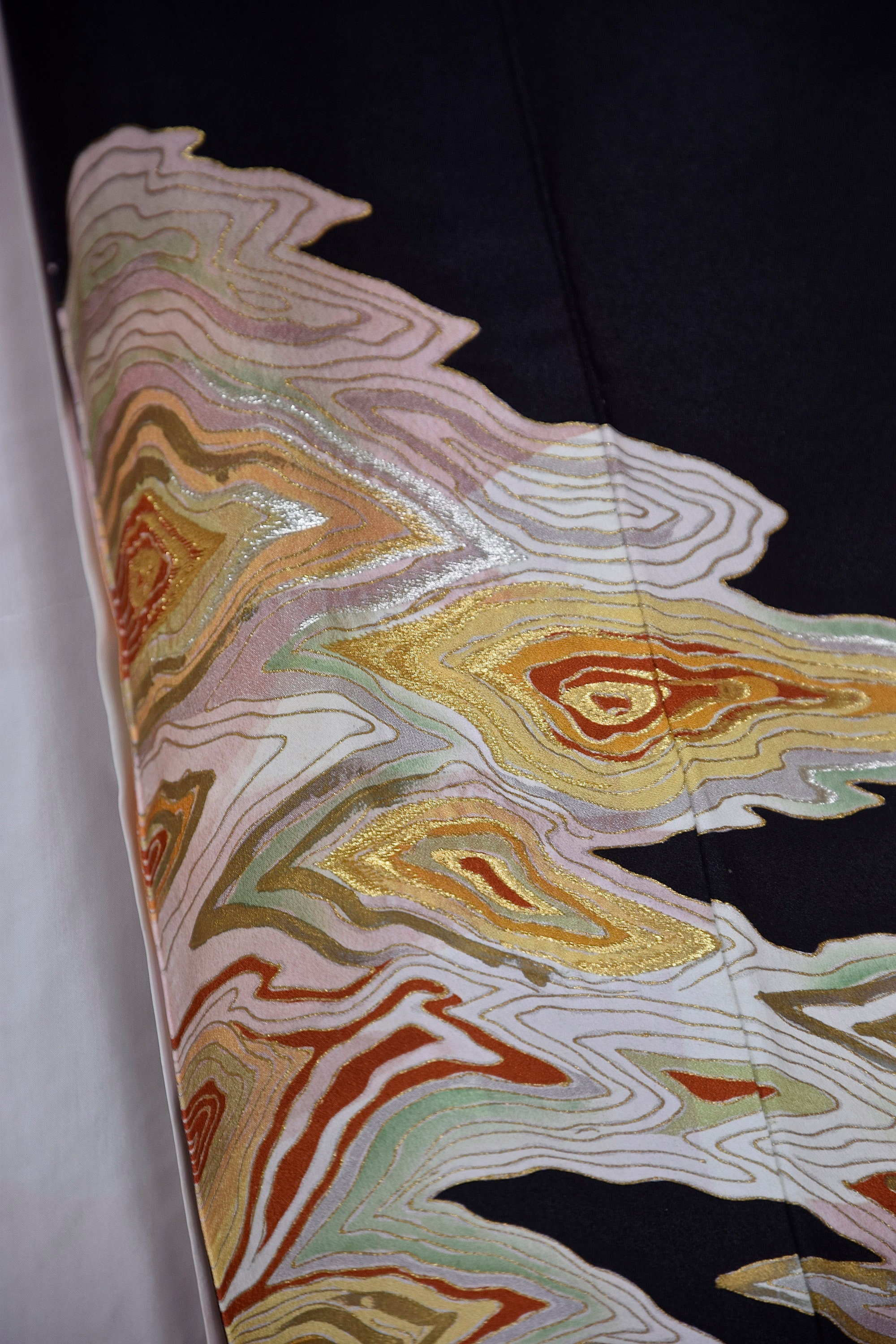 Japanese Vintage Kimono, Wall Decoration, Kuro Tomesode Autumn, Kimono