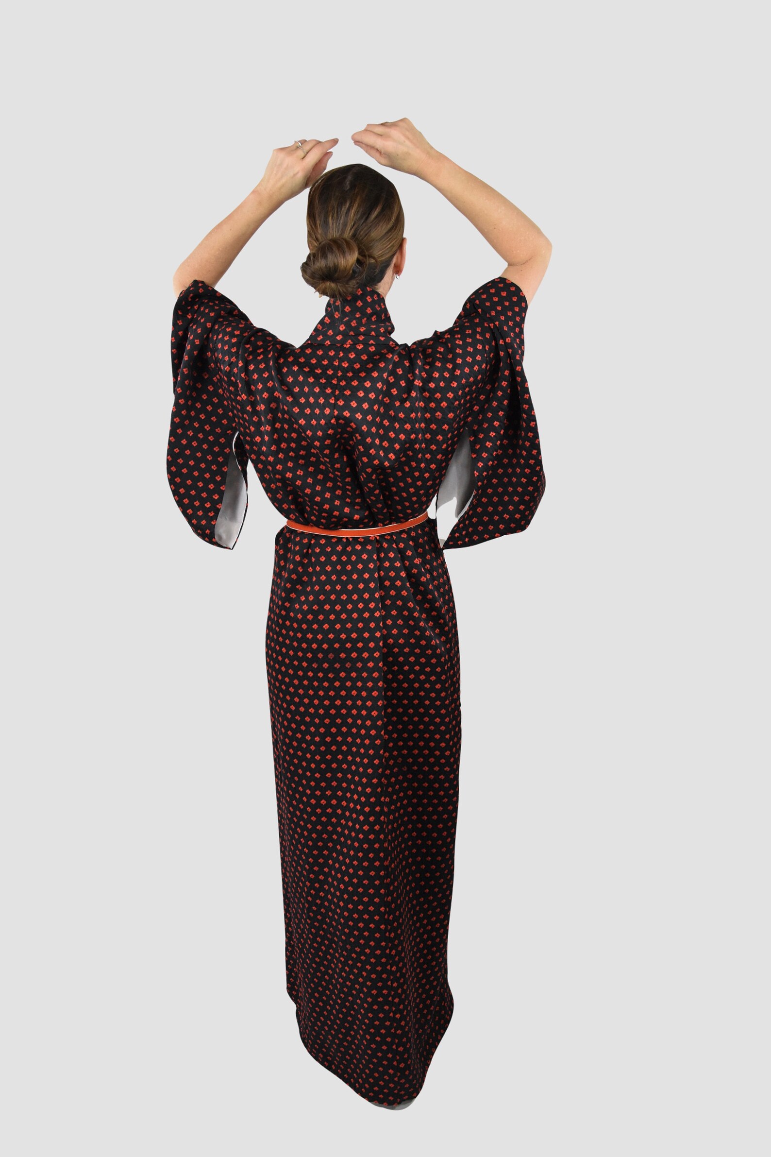 Manteau kimono femmes avec Shibori Batik en soie rouge ...