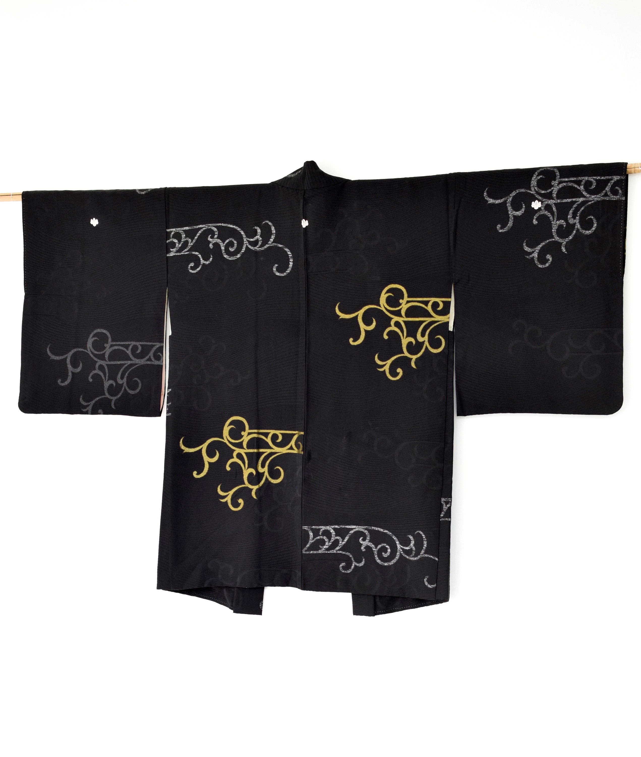 Kimono Jacket black, Vintage Haori, Silk, Boho Style, Short Kimono ...