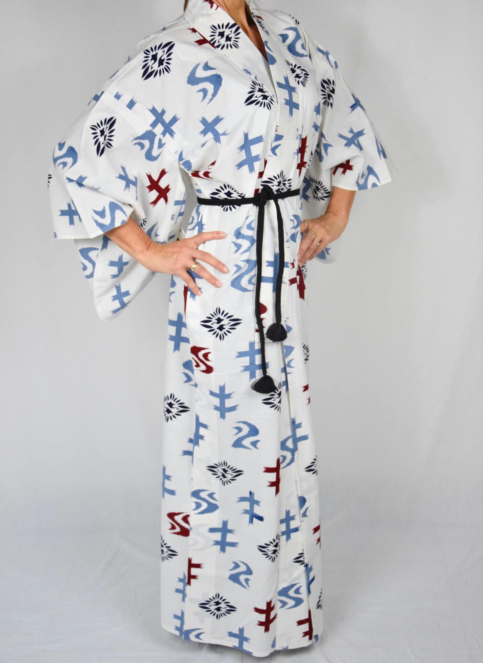 Cotton Kimono Robe / Yukata / Long Kimono Dressing Gown, Japanese Clothing,  100% Cotton Nightgown - Etsy