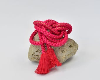Silk Obijime, Kumihimo Belt pink, Silk Cord, Silk Belt, Silk Necklace, Present, Boho Chic, KimonoMädchen