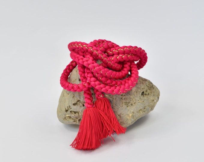Silk Obijime, Kumihimo Belt pink, Silk Cord, Silk Belt, Silk Necklace, Present, Boho Chic, KimonoMädchen