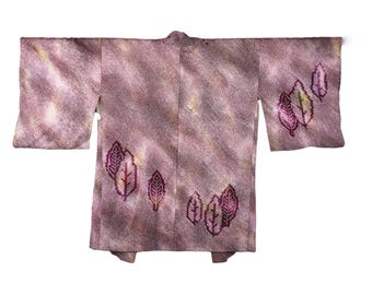 Japanese stylish Kimono Jacket in purple Shiori Batik, Haori, Silk Kimono Jacket,  ships from Germany
