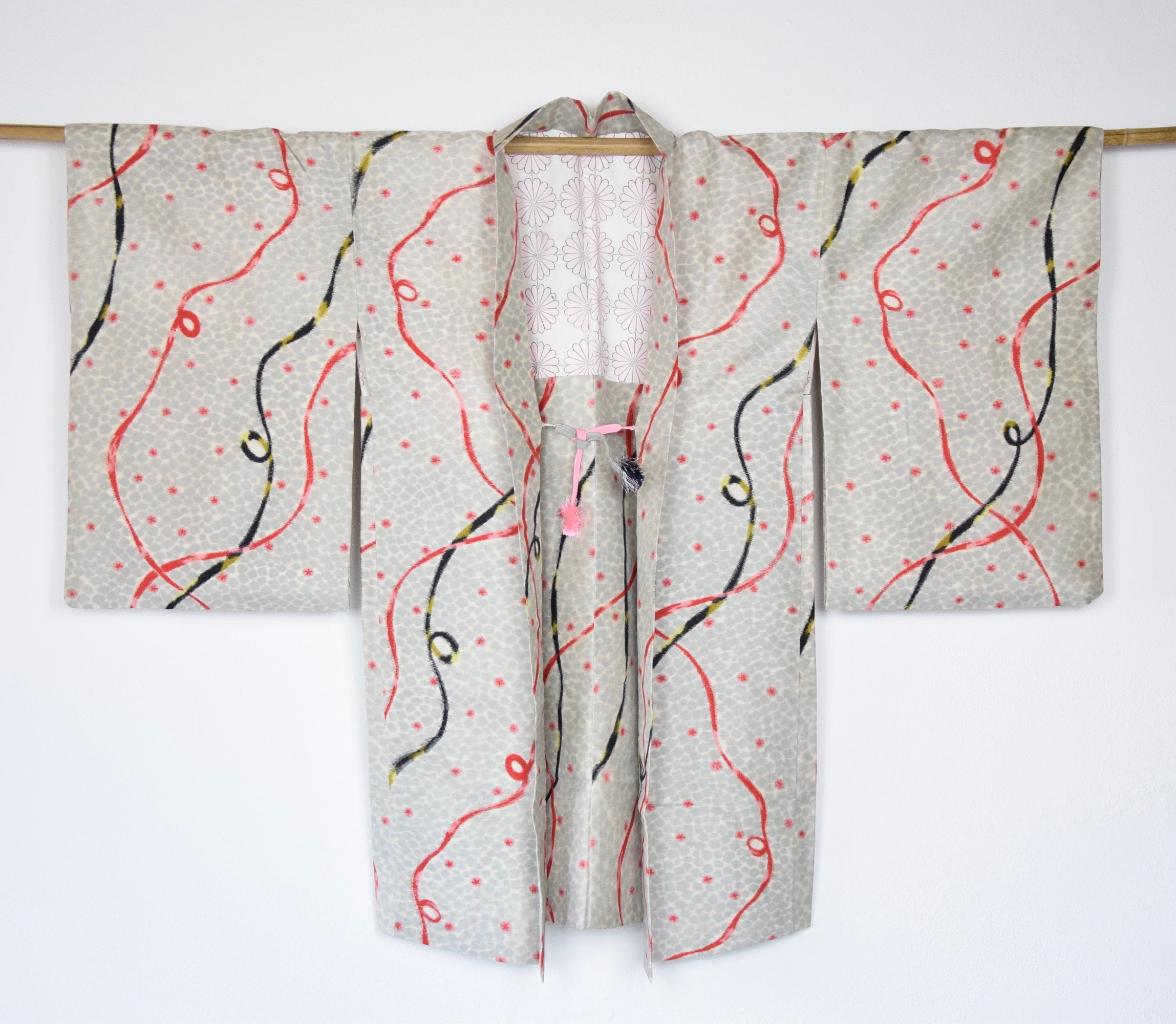 Antique Meisen Haori, silk Ikat Kimono Jacket, Japanese short Kimono ...