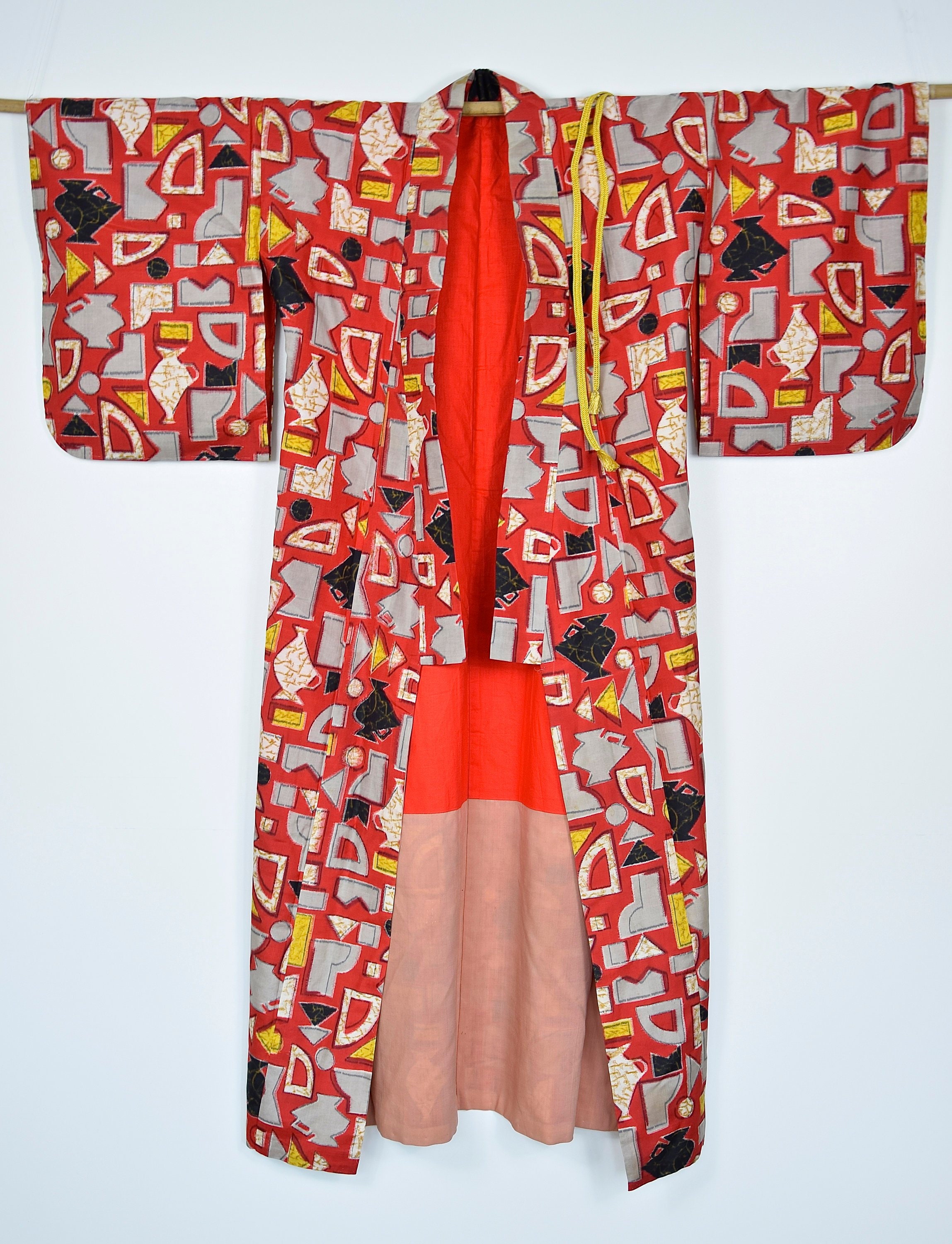 Meisen Kimono red with silk Kumihimo Belt, Kimono Coat, Boho Style ...