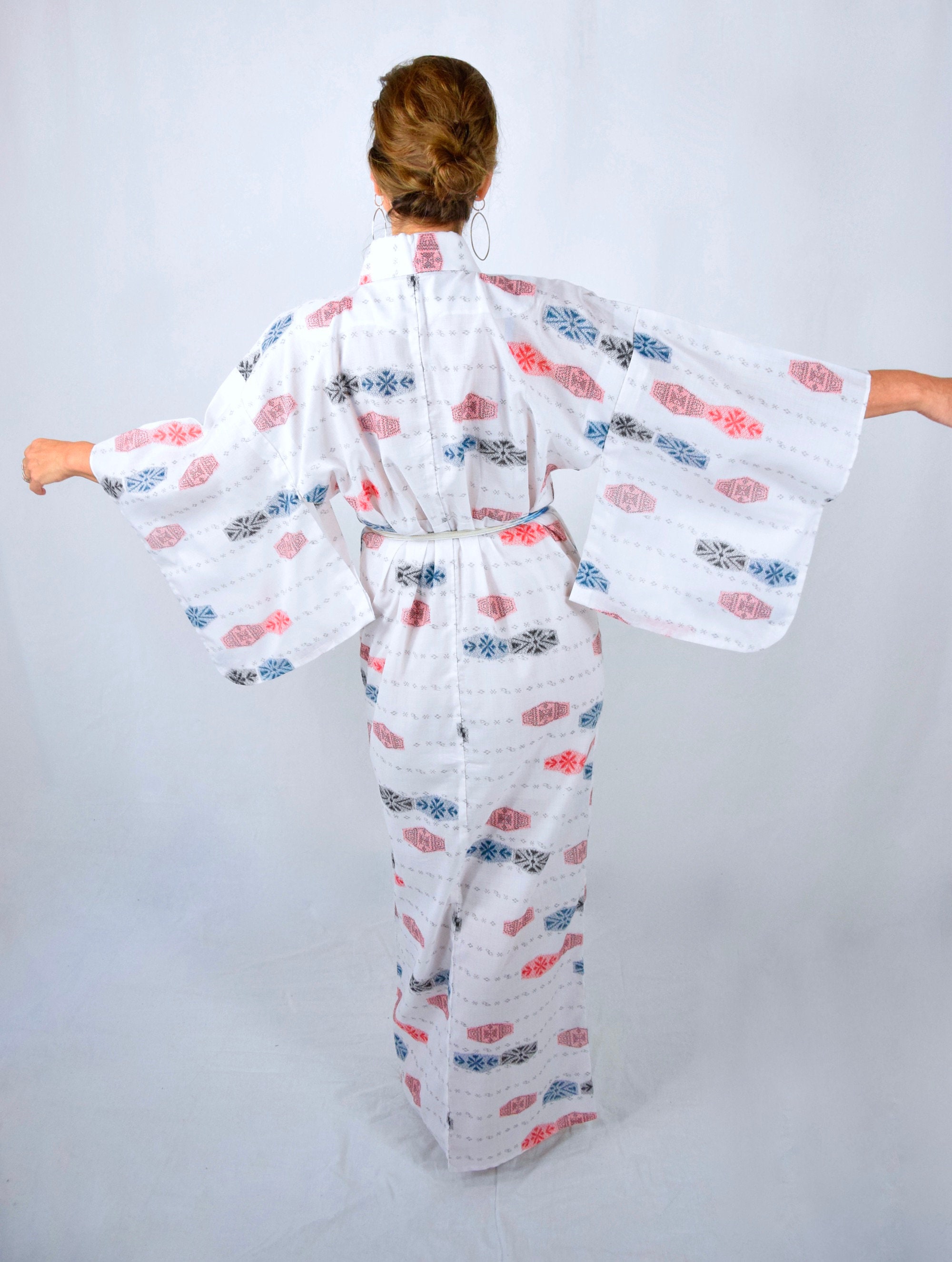 Cleaned Yukata, Japanese Summer Kimono, Cotton, Japanese Vintage Kimono, Dressing Gown
