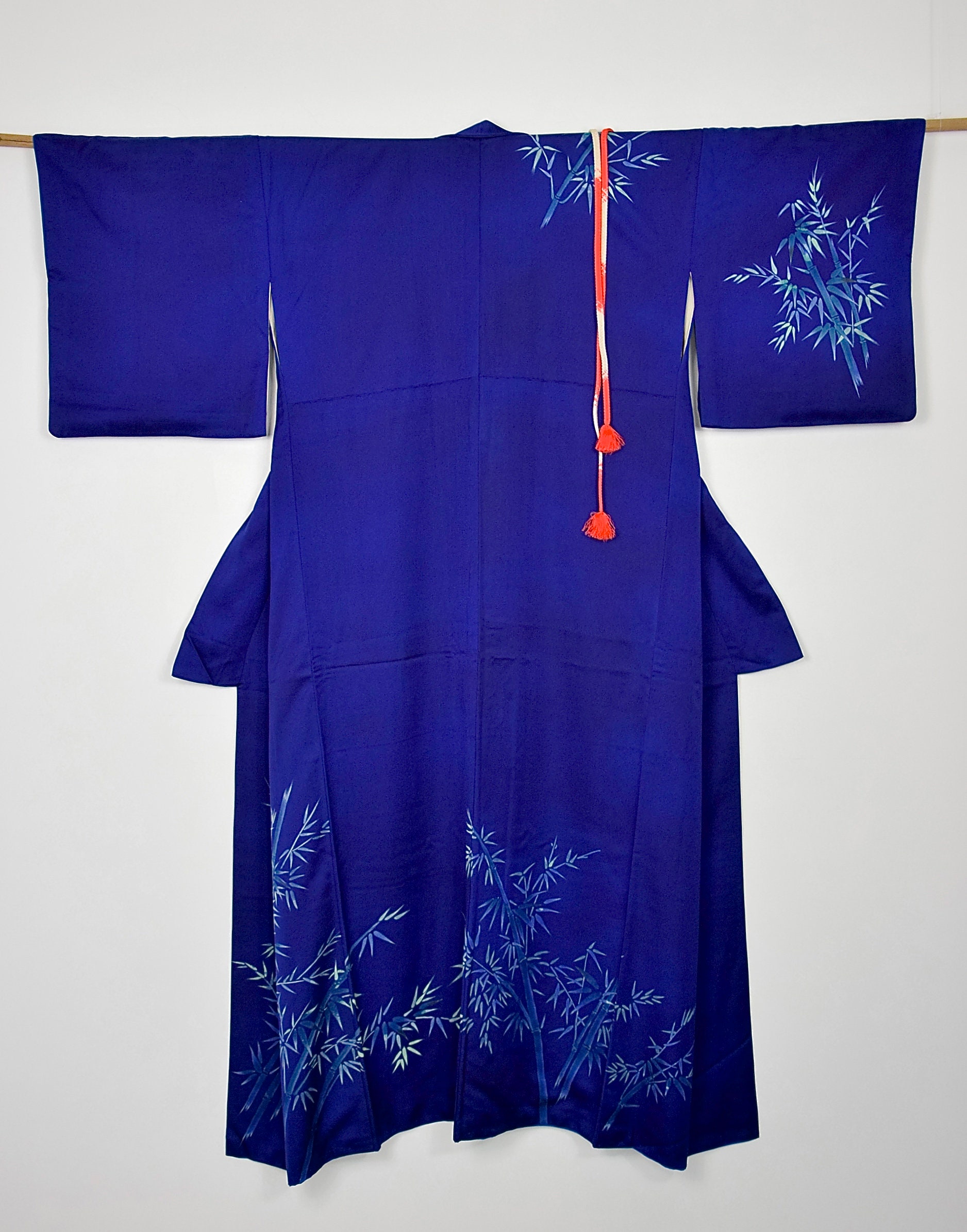 Japanese Vintage Silk Kimono in royal blue with free Obijime belt ...