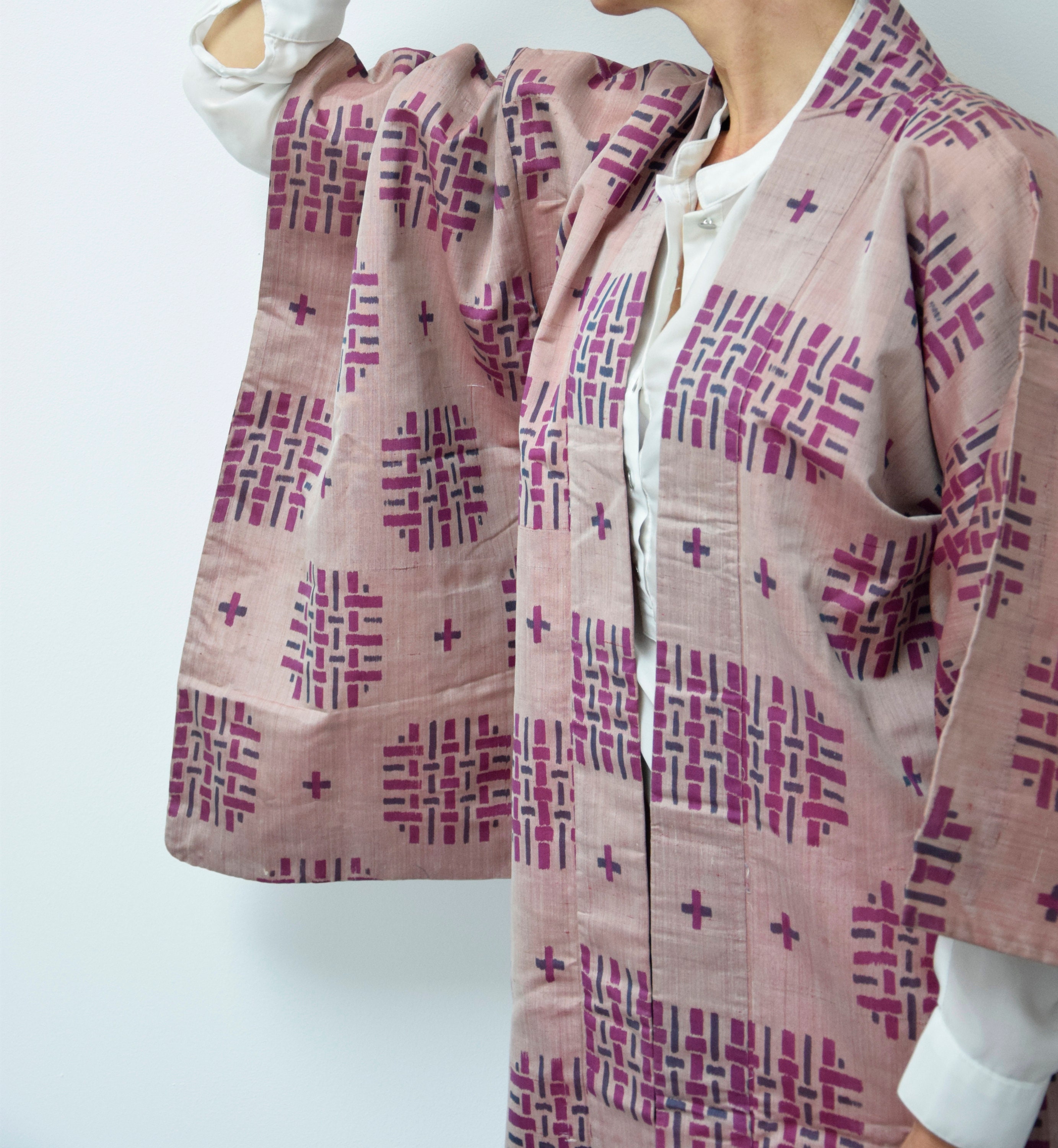 Vintage Meisen Haori, silk Kimono Jacket, short Kimono Jacket, Boho ...