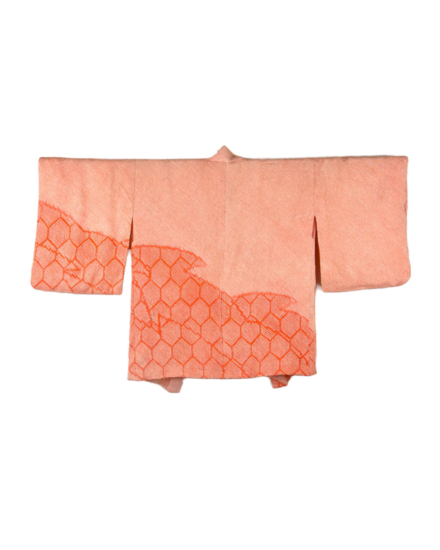 Kimono Cardigan Mikan Cleaned Vintage Kimono orange Shibori Batik Haori Silk Kimono Jacket Wearable Art Shibori Batik KimonoMadchen