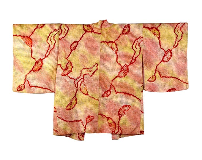 Summer Color Japanese stylish Kimono Jacket,  Shiori Batik, Haori, Silk Kimono Jacket,  Summer Tunic, ships from Germany