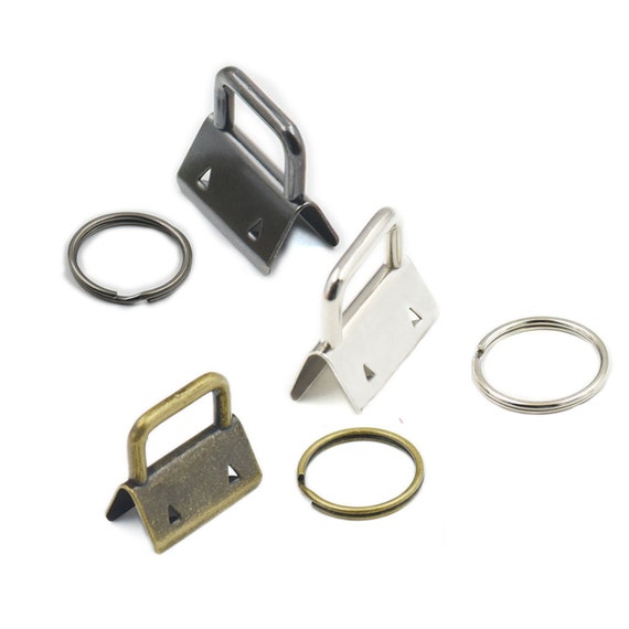 1/" 25mm Key Fob Hardware for keychain Split ring wrist Wristlets Ribbon pick