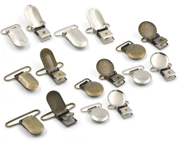 32mm 1.25/" 1.5/" 38mm Suspender Ribbon Paci Pacifier Clip Hooks Webbing Bronze