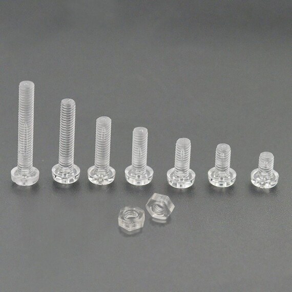 M4 x 6mm Plastic Hex Nuts Phillips Pan Head Screw Bolt Clear 10 Sets