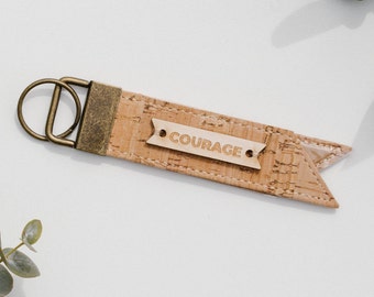 EXPLORER keychain luggage tag // Natural Cork // COURAGE keychain