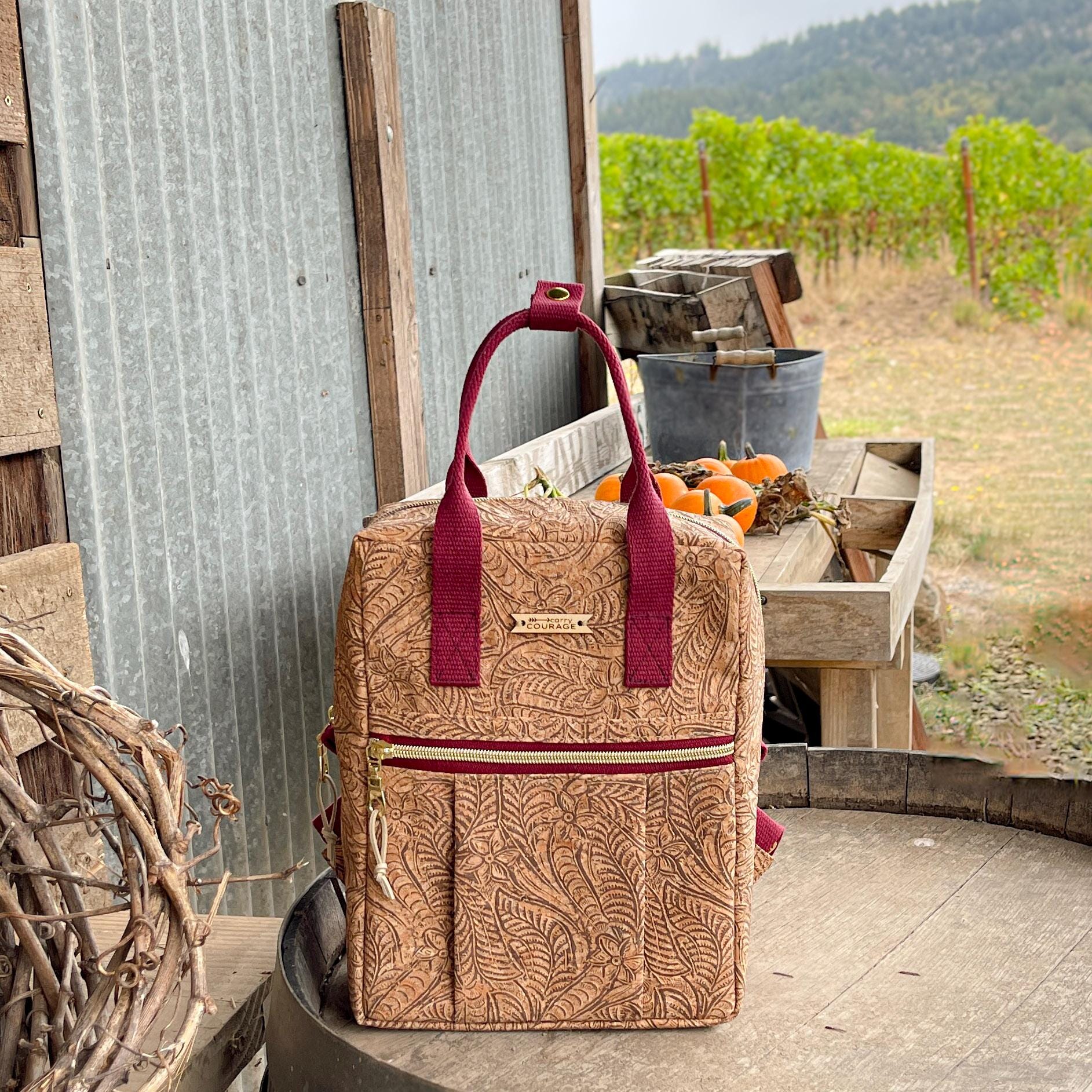 Vegan Cork Mini Backpack: Sustainable Paisley Design - Etsy