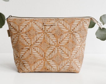 Cork Makeup Bag, Cosmetic Case, Travel Toiletries Bag, Bridesmaid Gift- CREAM