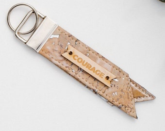 EXPLORER keychain luggage tag // Silver Cork // COURAGE keychain