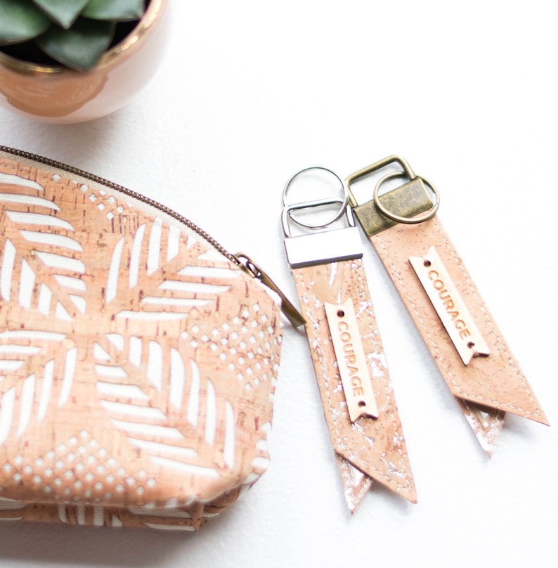 EXPLORER keychain luggage tag // Natural Cork // COURAGE keychain image 3