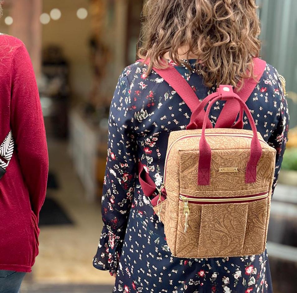 Vegan Cork Mini Backpack: Sustainable Paisley Design - Etsy display picture 1