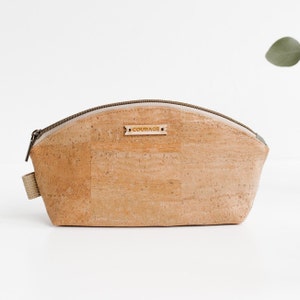 Medium Zipper Pouch, Makeup Bag, Vegan Makeup Bag, Cork Bag, Purse Organizer, Cork Makeup Bag, Cork Pencil Case, Bridesmaid Gift | NATURAL