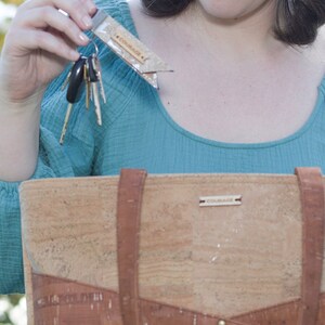 EXPLORER keychain luggage tag // Natural Cork // COURAGE keychain image 4