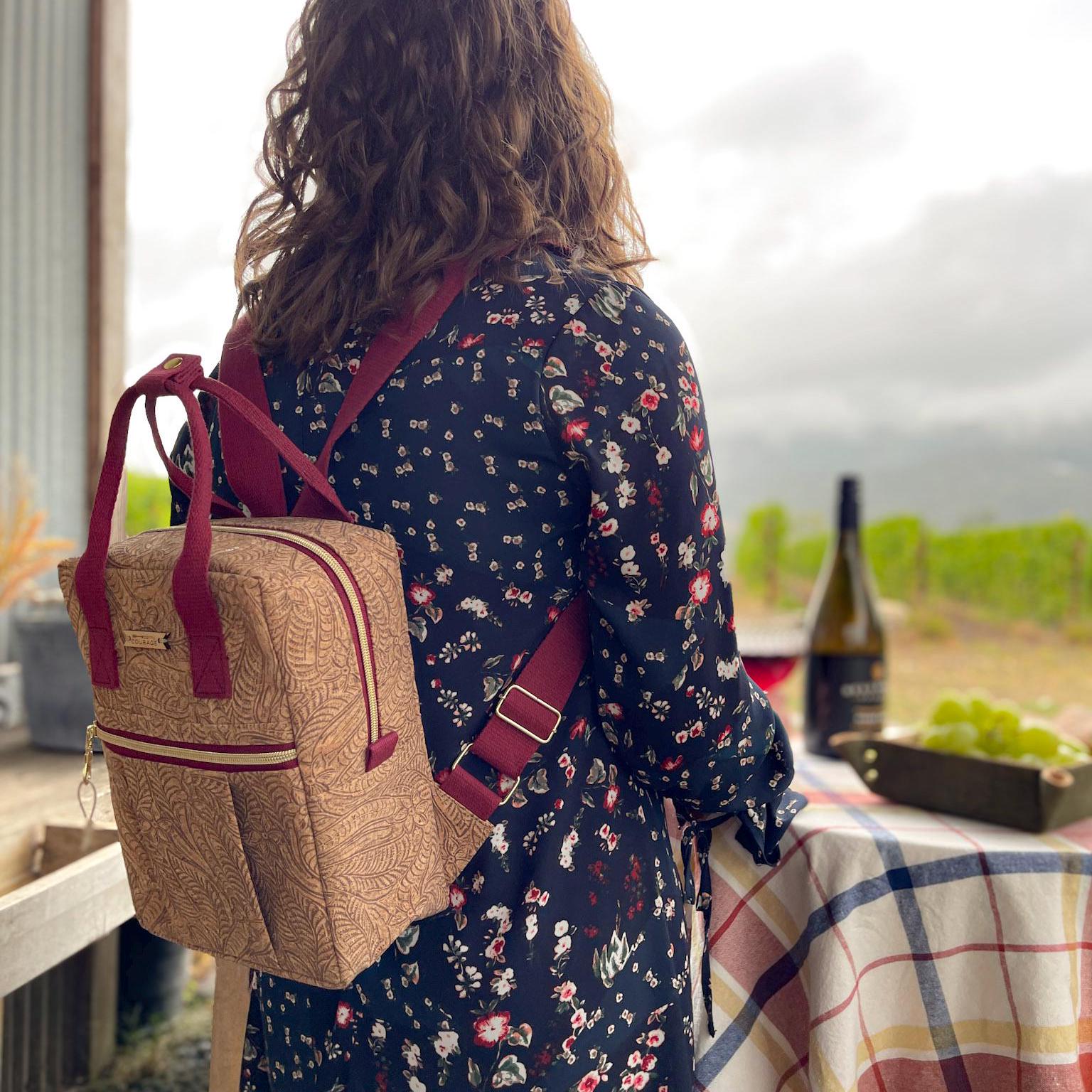 Floral Paisley Cork Backpack – Natural Multi-Color Vegan Cork Mini Backpack: Sustainable Paisley Design - Etsy main image 3