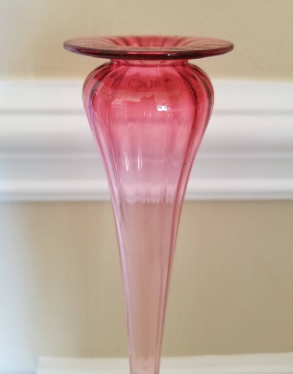 Pink glass bud vase Etsy