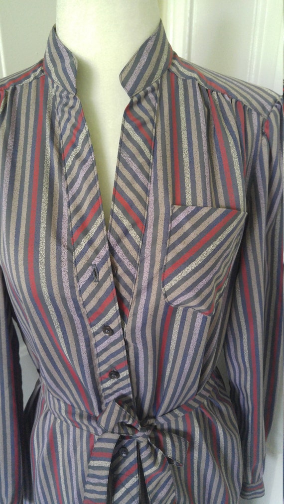 1970s  Union Made Striped Shirt Dress - image 6