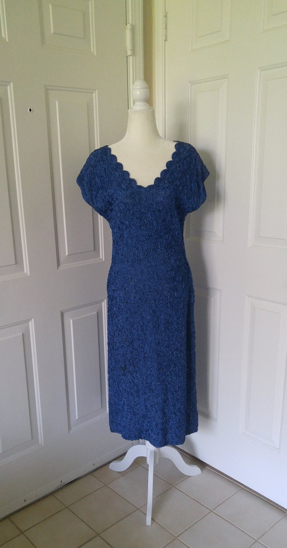1950s beautiful vintage blue ribbon dress